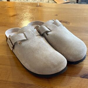 Elegant Beige Suede Clogs